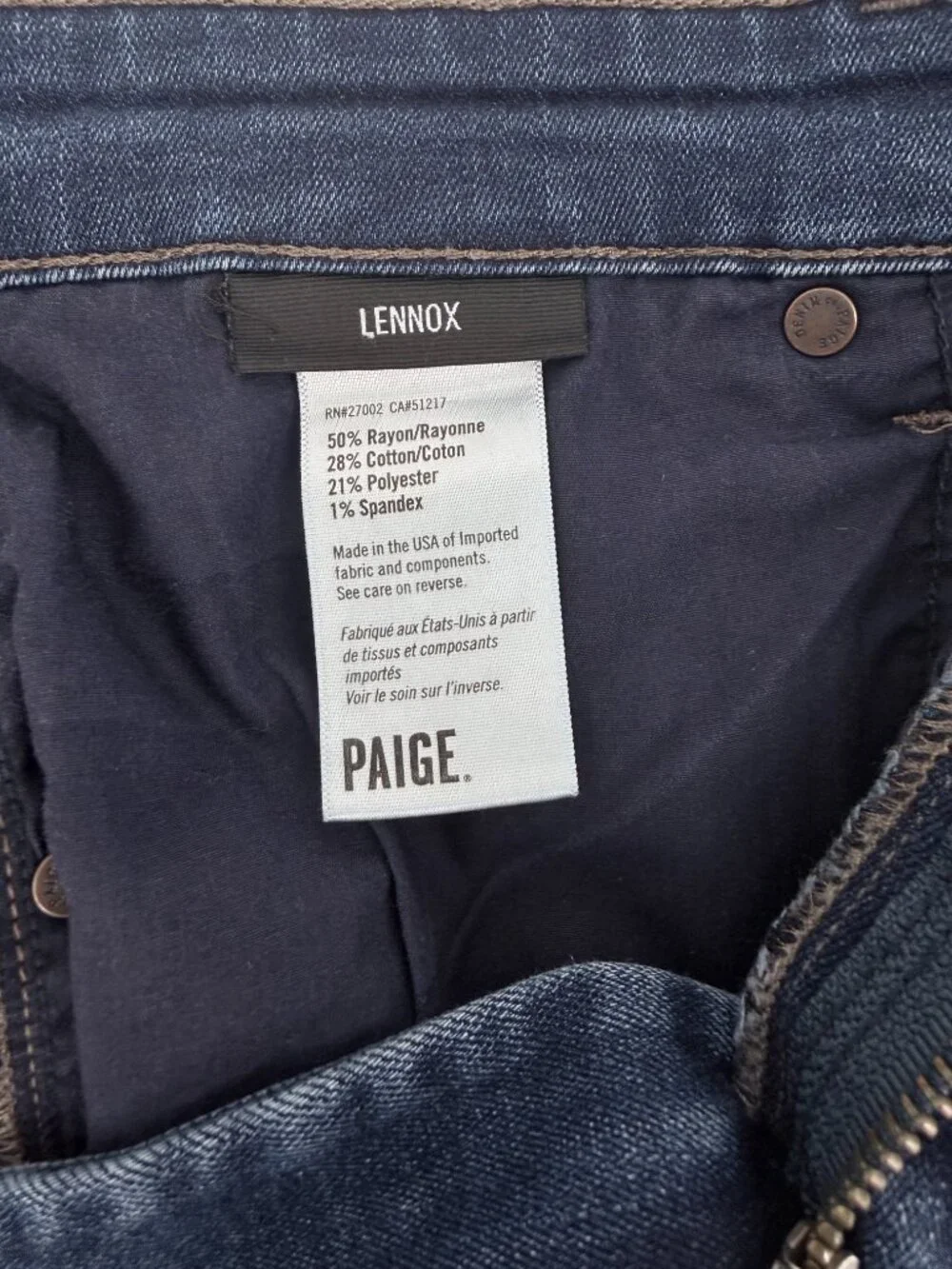 PAIGE Lennox Premium Stretch Jeans Medium Wash 36x33 USA
